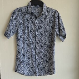 Men's Black and White Patterned Casual Shirt
